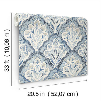 product image for Mimir Blue Quilted Damask Wallpaper 18