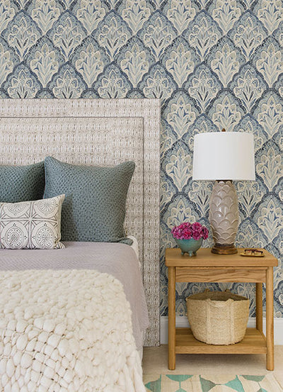 product image for Mimir Blue Quilted Damask Wallpaper 34