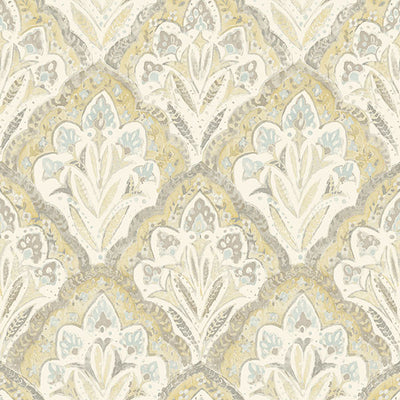 product image of Mimir Mustard Quilted Damask Wallpaper 52