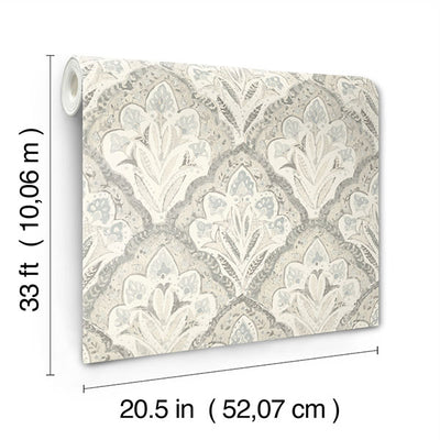 product image for Mimir Grey Quilted Damask Wallpaper 14