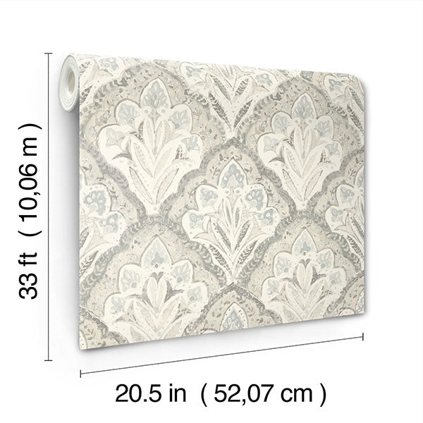 media image for Mimir Grey Quilted Damask Wallpaper 292