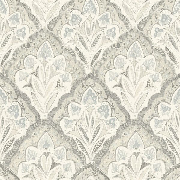 media image for Mimir Grey Quilted Damask Wallpaper 286