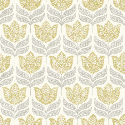 product image of Cathal Mustard Tulip Block Print Wallpaper 520