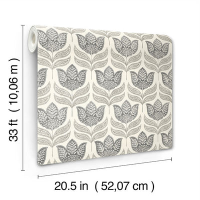 product image for Cathal Charcoal Tulip Block Print Wallpaper 79