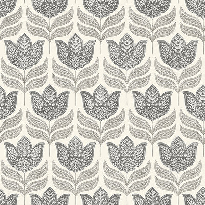 product image of Cathal Charcoal Tulip Block Print Wallpaper 598