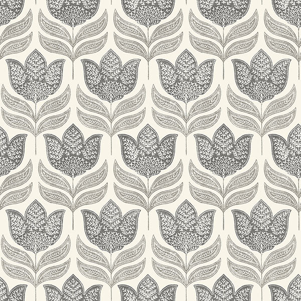 media image for Cathal Charcoal Tulip Block Print Wallpaper 236