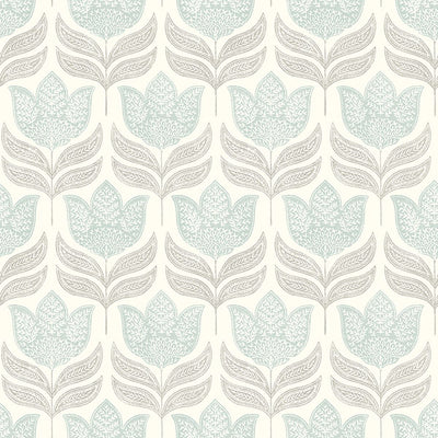 product image of Cathal Aqua Tulip Block Print Wallpaper 542