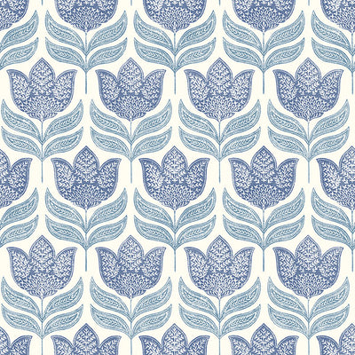 product image for Cathal Blue Tulip Block Print Wallpaper 82