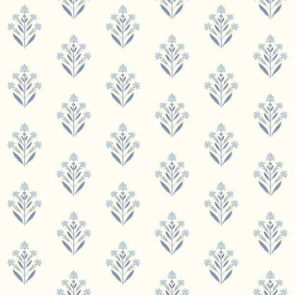 media image for Kova Blue Floral Crest Wallpaper 270