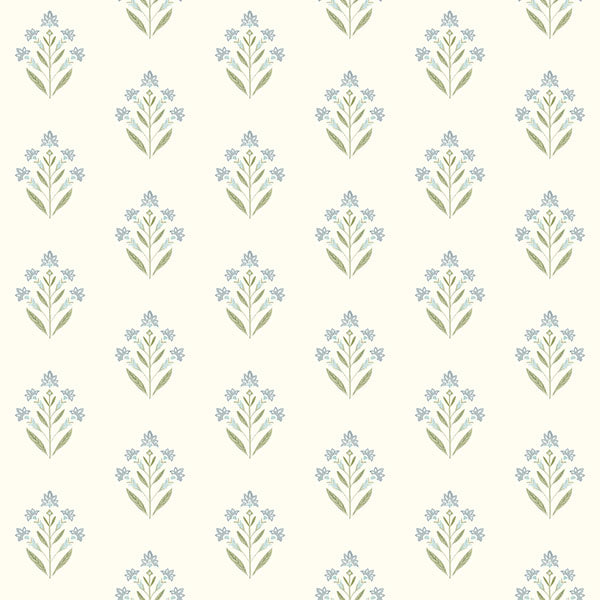 media image for Kova Aquamarine Floral Crest Wallpaper 223