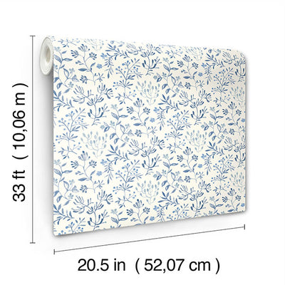 product image for Tarragon Blue Dainty Meadow Wallpaper 46