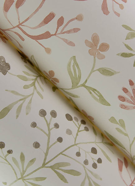 media image for Tarragon Blush Dainty Meadow Wallpaper 256