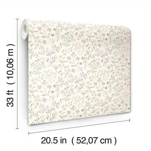 media image for Tarragon Blush Dainty Meadow Wallpaper 281