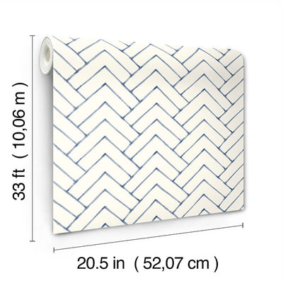 product image for Oswin Navy Tiered Herringbone Wallpaper 69