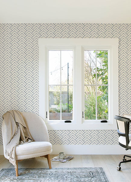 media image for Oswin Navy Tiered Herringbone Wallpaper 242