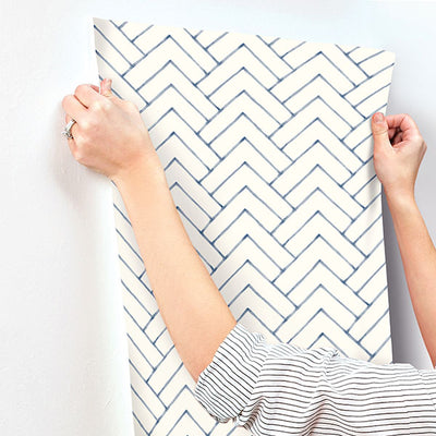 product image for Oswin Navy Tiered Herringbone Wallpaper 9