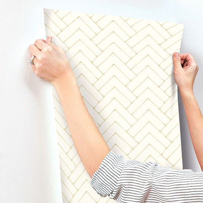 product image for Oswin Light Yellow Tiered Herringbone Wallpaper 83