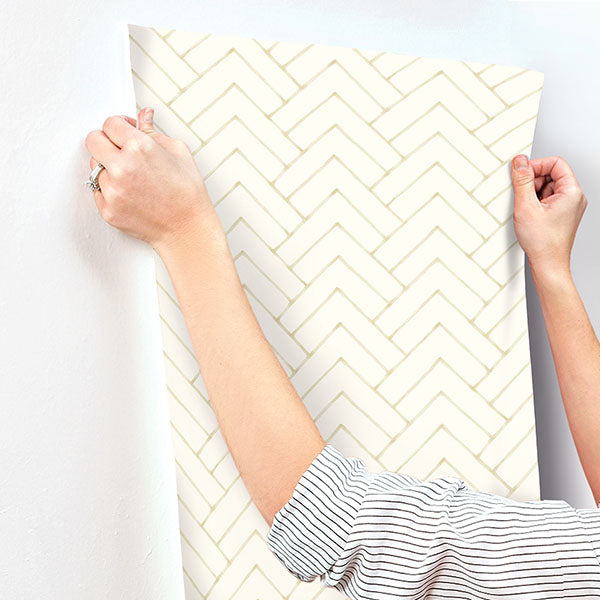 media image for Oswin Light Yellow Tiered Herringbone Wallpaper 210