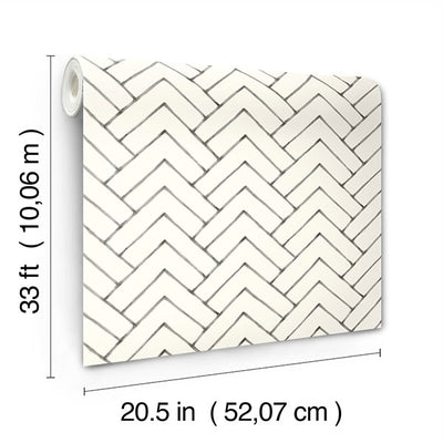 product image for Oswin Black Tiered Herringbone Wallpaper 60