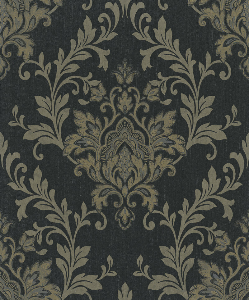 media image for Ornamental Black/Gold Wallpaper from Serene Collection by Galerie Wallcoverings 266