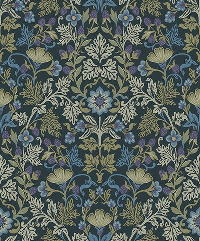 product image for Lila Periwinkle Strawberry Floral Wallpaper from the Posy Collection by Brewster 33