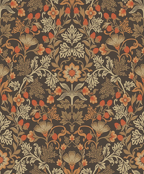 media image for Lila Orange Strawberry Floral Wallpaper from the Posy Collection by Brewster 273