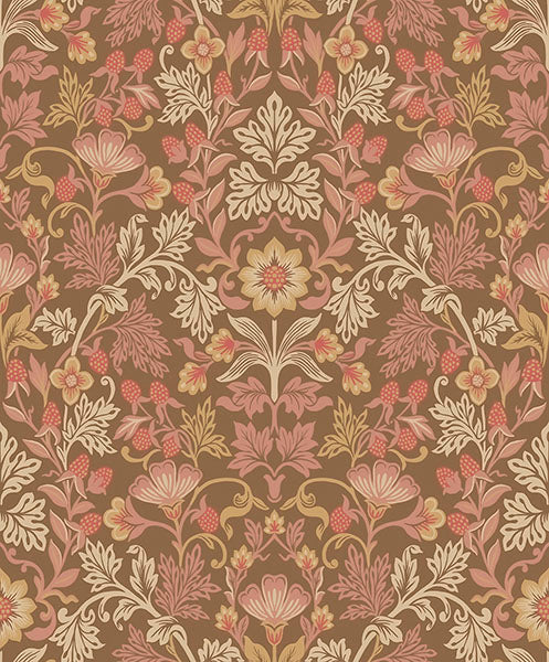 media image for Lila Pink Strawberry Floral Wallpaper from the Posy Collection by Brewster 25