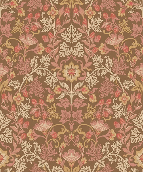 media image for Lila Pink Strawberry Floral Wallpaper from the Posy Collection by Brewster 272