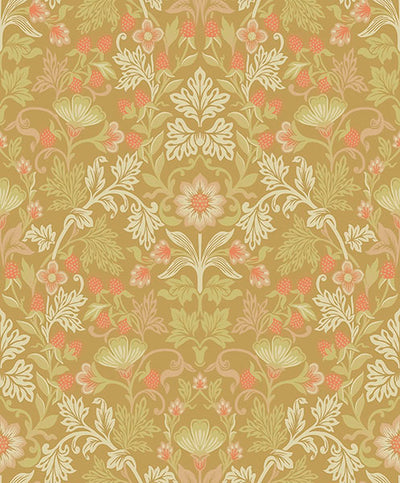 product image of Lila Gold Strawberry Floral Wallpaper from the Posy Collection by Brewster 557