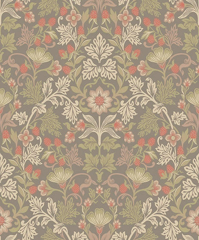 product image of Lila Moss Strawberry Floral Wallpaper from the Posy Collection by Brewster 50