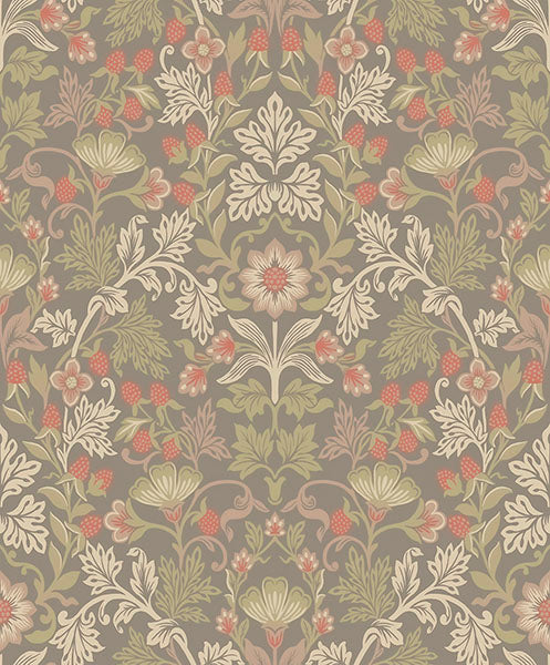 media image for Lila Moss Strawberry Floral Wallpaper from the Posy Collection by Brewster 225