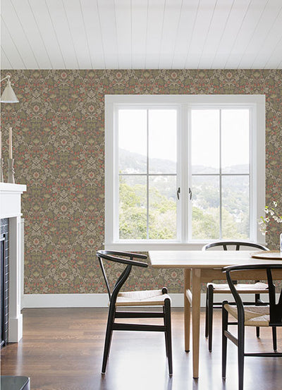 product image for Lila Moss Strawberry Floral Wallpaper from the Posy Collection by Brewster 94