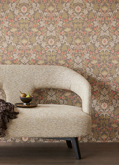 product image for Lila Moss Strawberry Floral Wallpaper from the Posy Collection by Brewster 87