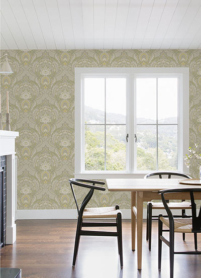 product image for Nasrin Light Grey Damask Wallpaper from the Posy Collection by Brewster 0