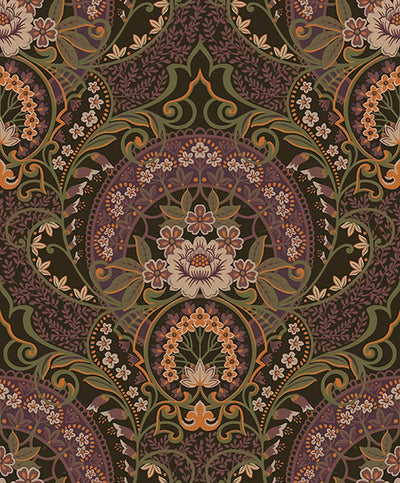 product image of Nasrin Purple Damask Wallpaper from the Posy Collection by Brewster 599