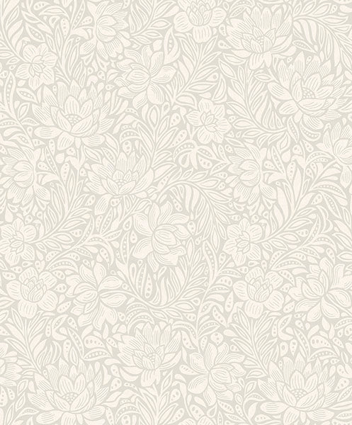 Shop Sample Zahara Light Grey Floral Wallpaper from the Posy Collection ...