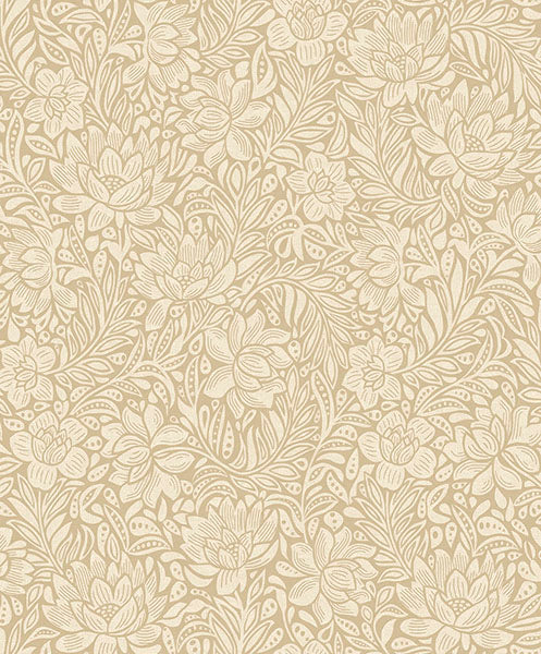 media image for Zahara Wheat Floral Wallpaper from the Posy Collection by Brewster 28