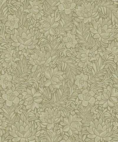 product image of Zahara Olive Floral Wallpaper from the Posy Collection by Brewster 548