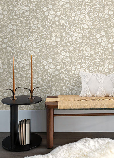 product image for Liana Taupe Trail Wallpaper from the Posy Collection by Brewster 57