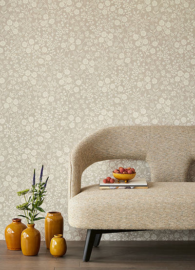 product image for Liana Taupe Trail Wallpaper from the Posy Collection by Brewster 78