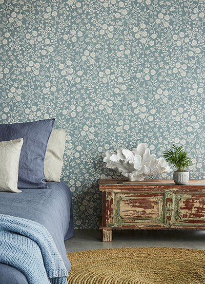 product image for Liana Teal Trail Wallpaper from the Posy Collection by Brewster 38