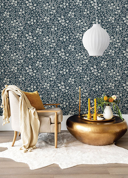 media image for Liana Indigo Trail Wallpaper from the Posy Collection by Brewster 250