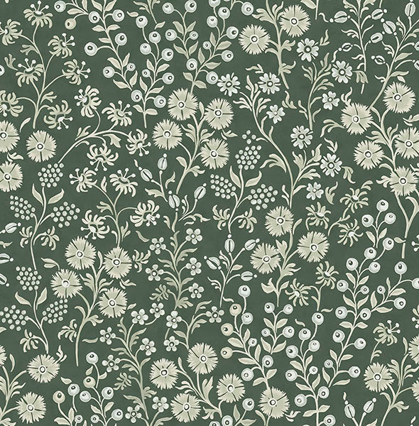 media image for Liana Evergreen Trail Wallpaper from the Posy Collection by Brewster 270