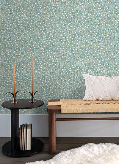 product image for Marguerite Sea Green Floral Wallpaper from the Posy Collection by Brewster 79