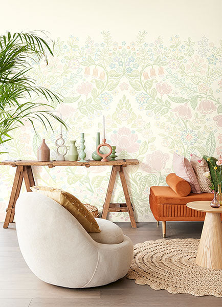 media image for Pastel Whimsical Wall Mural from the Posy Collection by Brewster 251