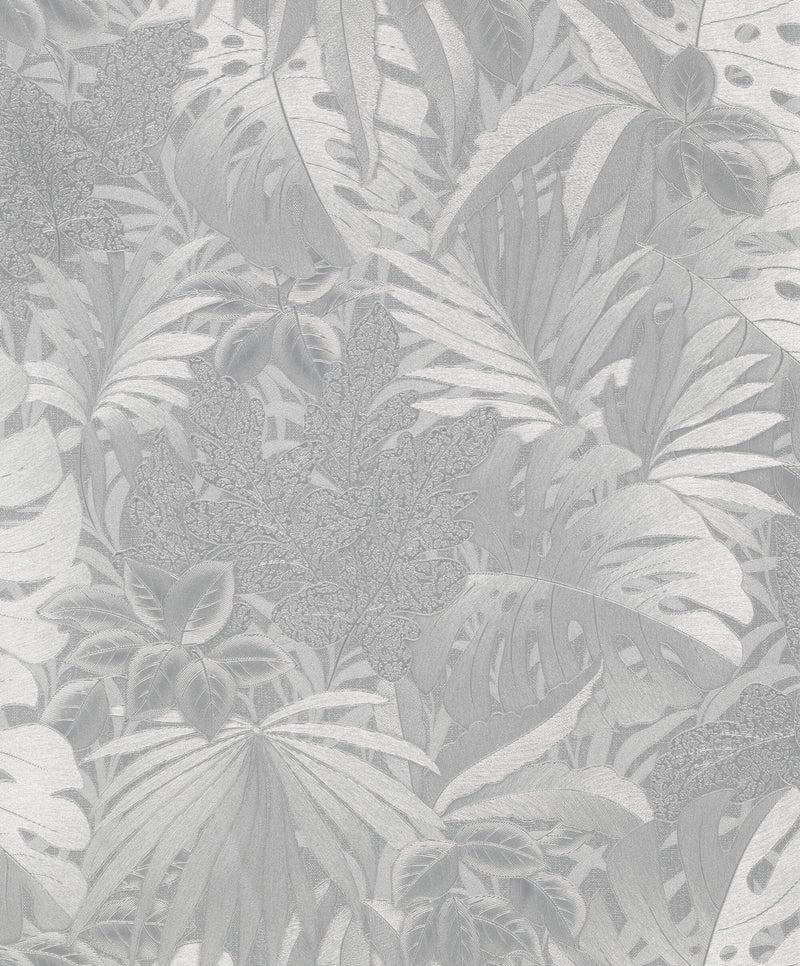 media image for Metallic Jungle Leaves Silver Wallpaper from Eden Collection by Galerie Wallcoverings 216