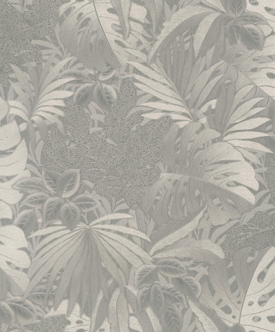 product image of Metallic Jungle Leaves Platinum Wallpaper from Eden Collection by Galerie Wallcoverings 54