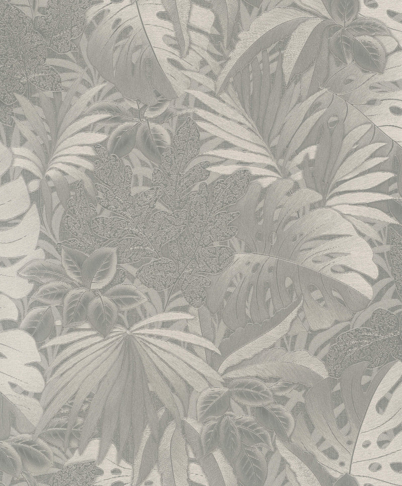 media image for Metallic Jungle Leaves Platinum Wallpaper from Eden Collection by Galerie Wallcoverings 252