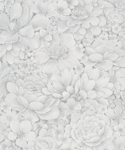 product image of Floral Texture White/Grey Wallpaper from Eden Collection by Galerie Wallcoverings 593