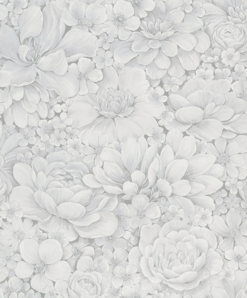 media image for Floral Texture White/Grey Wallpaper from Eden Collection by Galerie Wallcoverings 297